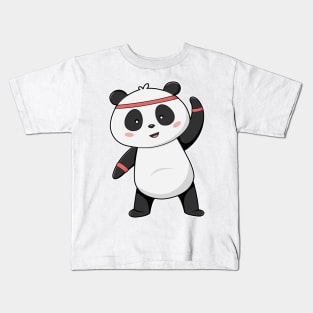 Panda at Fitness with Headband & Sweatband Kids T-Shirt